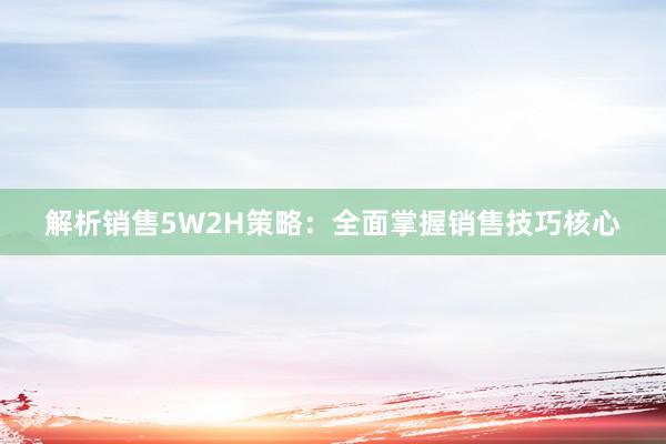 解析销售5W2H策略：全面掌握销售技巧核心